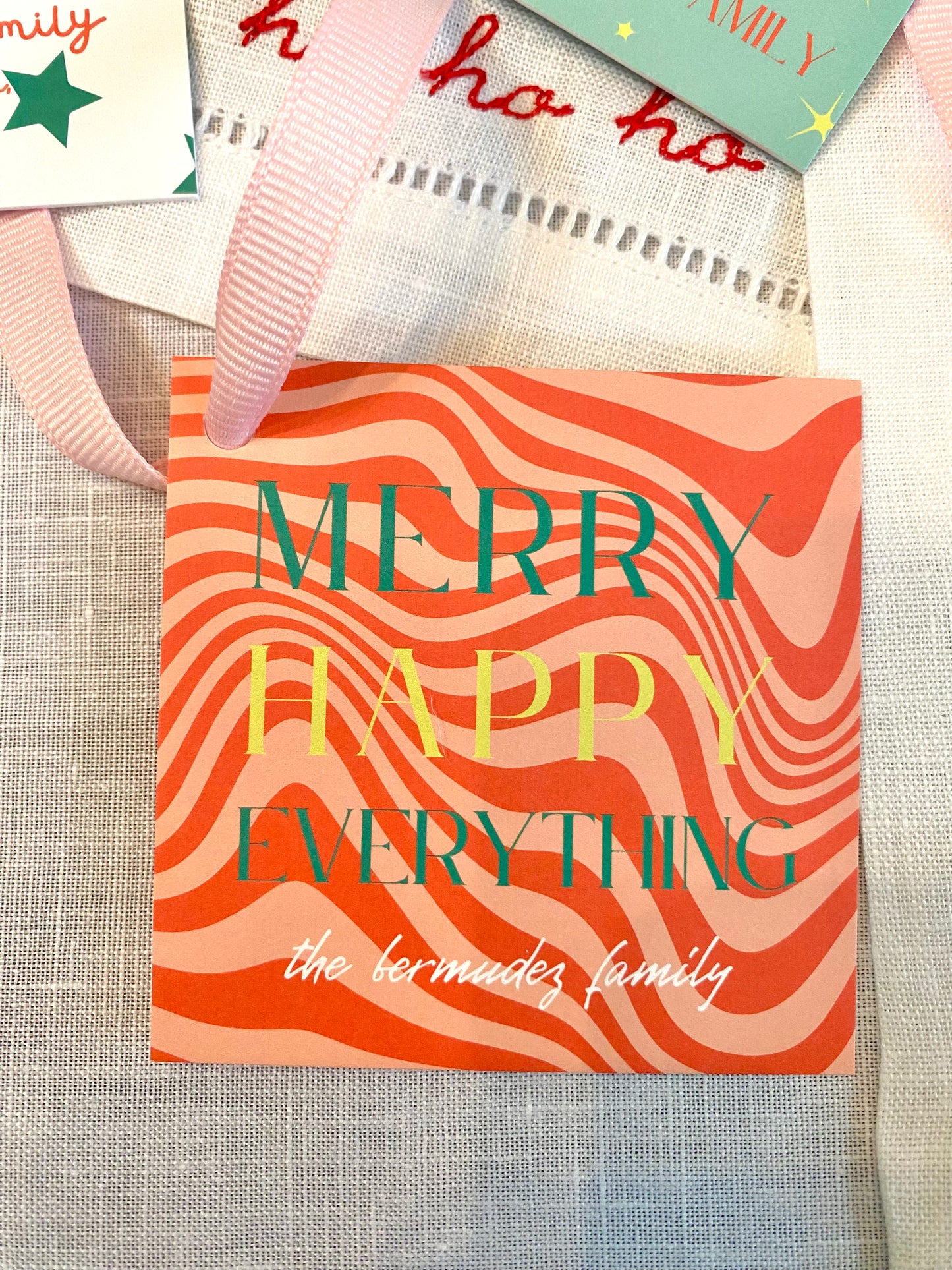 Stationery - Christmas Tags - Red Merry Happy Everything