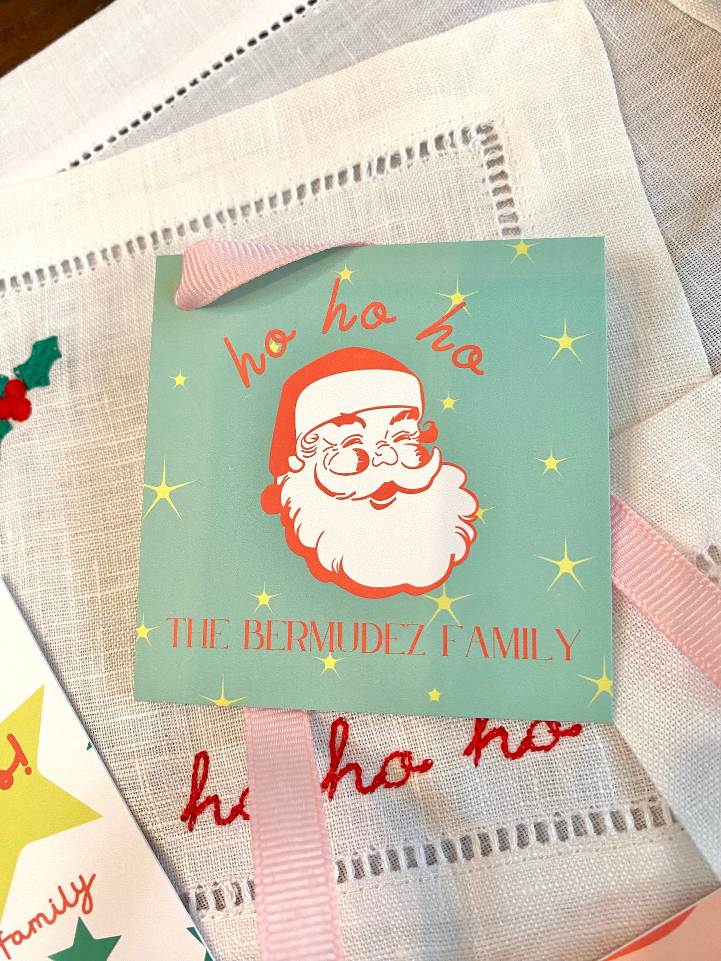 Stationery - Christmas Tags - Green Santa