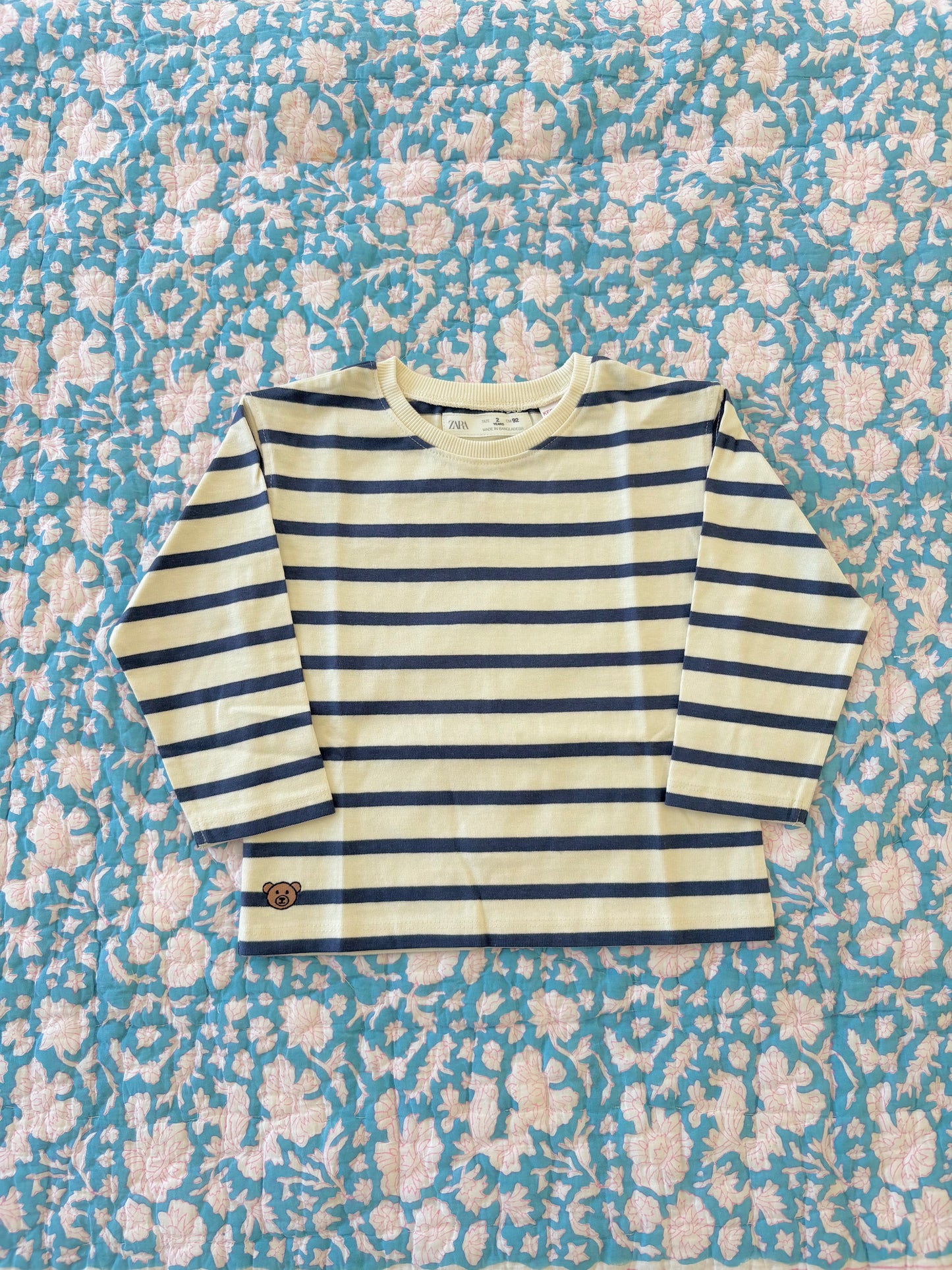 Bright Navy Stripe Long Sleeved Tee