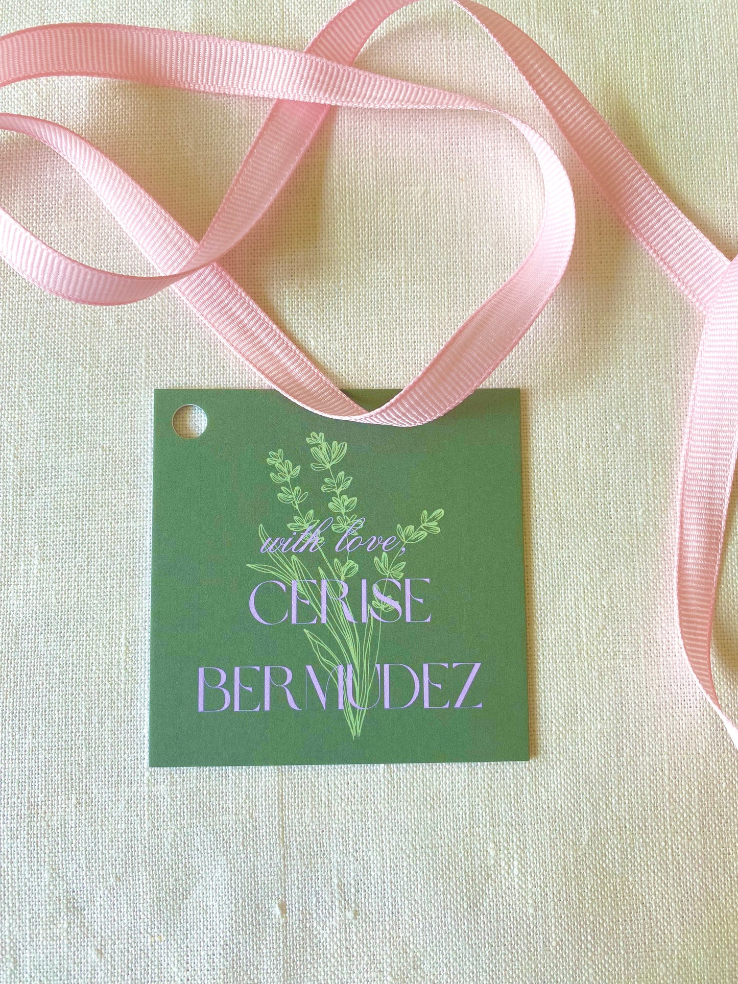 Stationery - Gift Tags - Green Botanical Lavender Tags