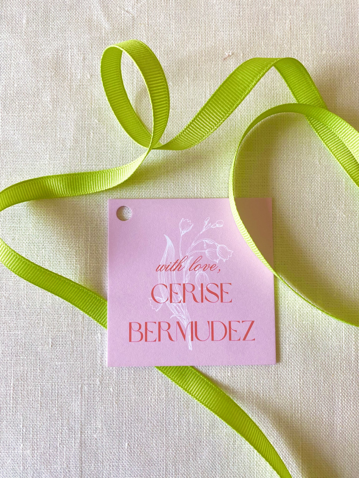 Stationery - Gift Tags - Pink Botanical Lily of the Valley Tags