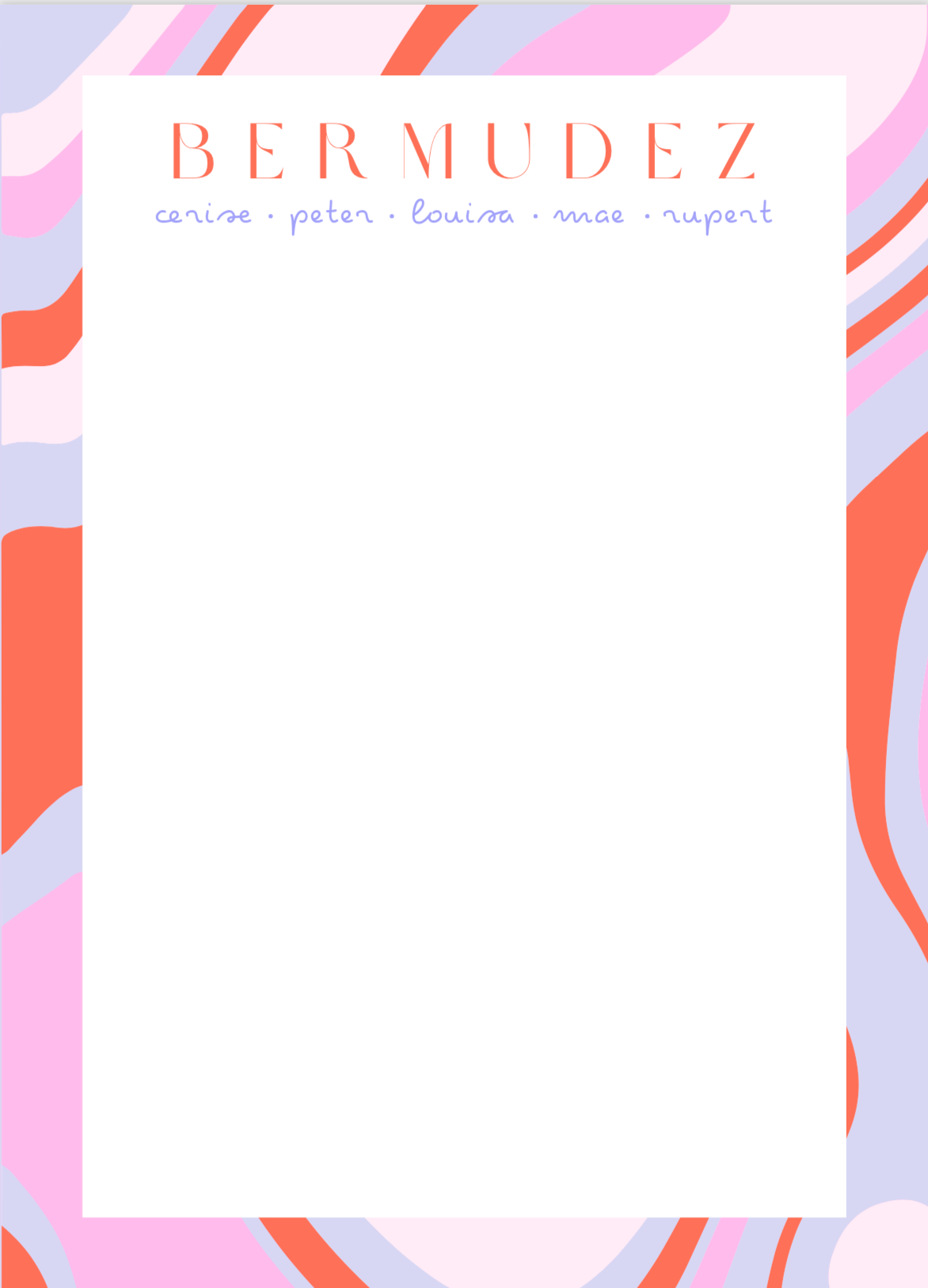 Stationery - Marbled Family Note Pad - Multiple Colors!