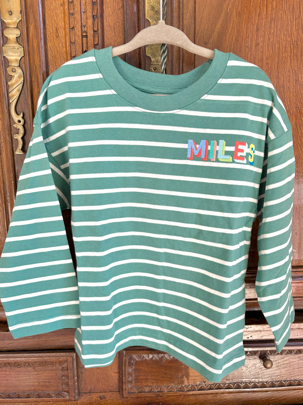 Green Stripe Long Sleeved Tee
