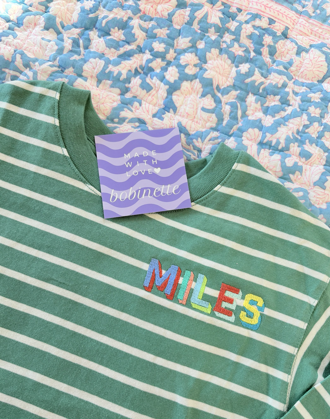 Green Stripe Long Sleeved Tee