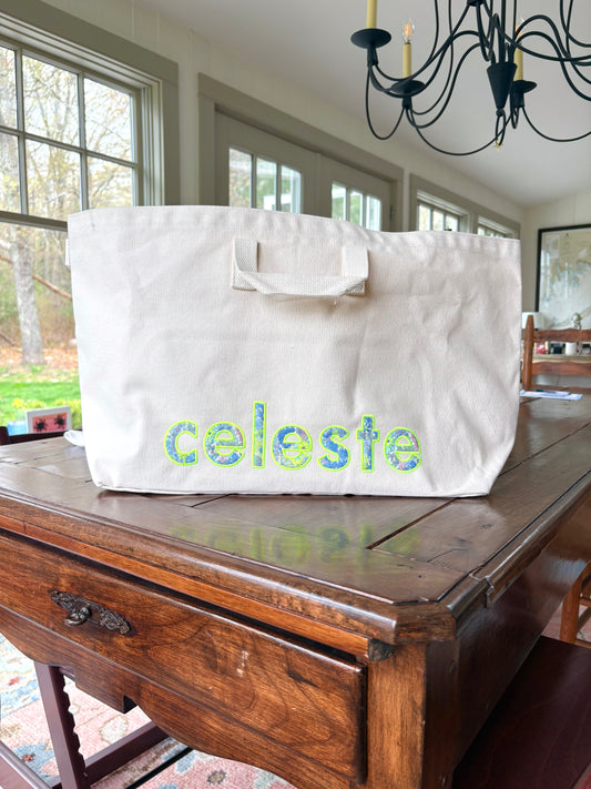 Market Tote with Large Lowercase Applique