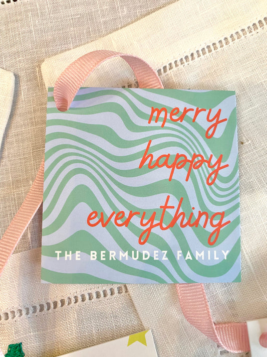 Stationery - Christmas Tags - Blue/Green Merry Happy Everything