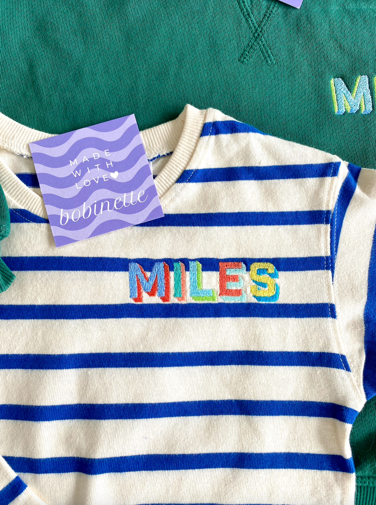 Sweatshirt/Striped Boy Bundle - GREEN and BLUE