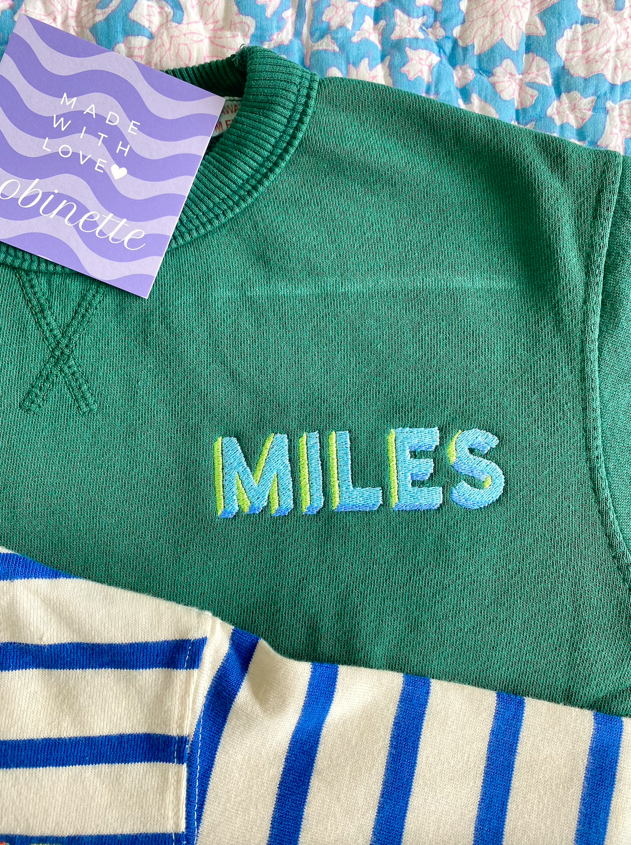 Sweatshirt/Striped Boy Bundle - GREEN and BLUE