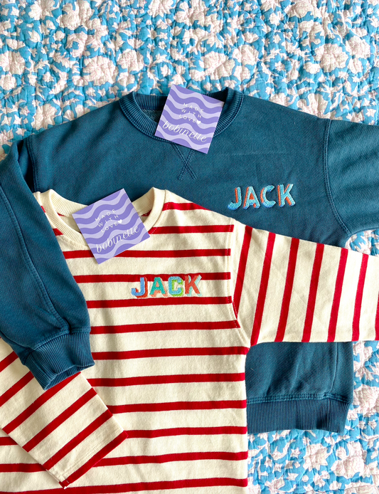 Sweatshirt/Striped Boy Bundle - NAVY and RED