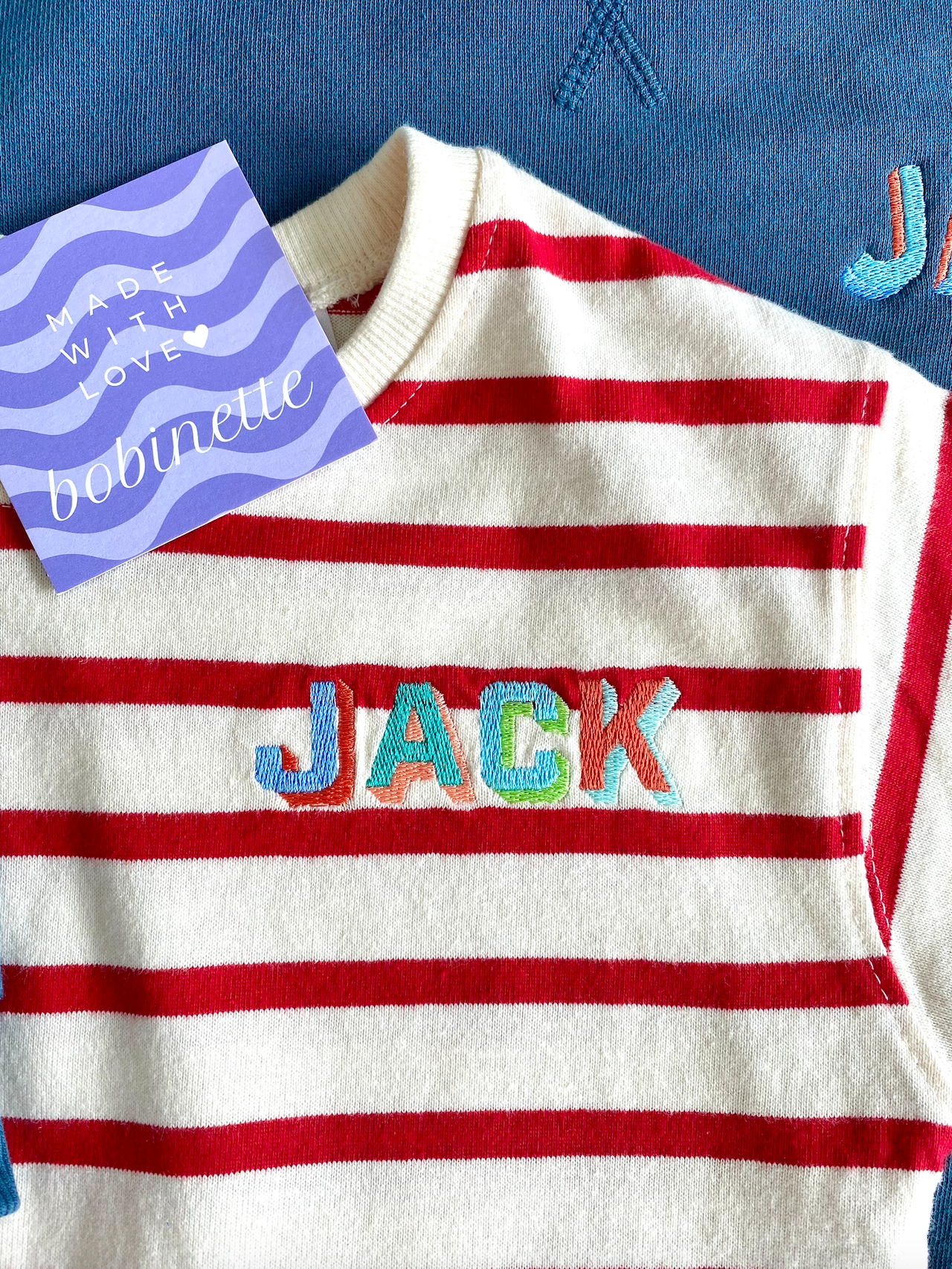 Sweatshirt/Striped Boy Bundle - NAVY and RED