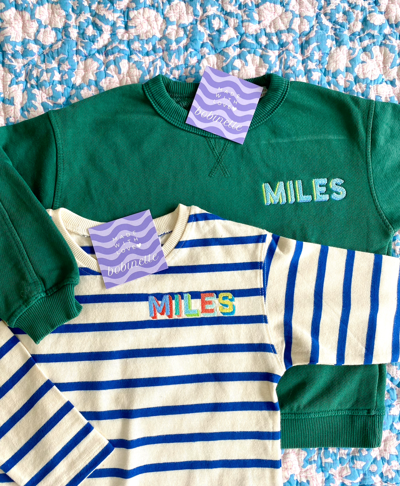 Sweatshirt/Striped Boy Bundle - GREEN and BLUE