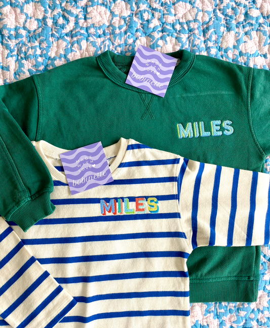 Sweatshirt/Striped Boy Bundle - GREEN and BLUE