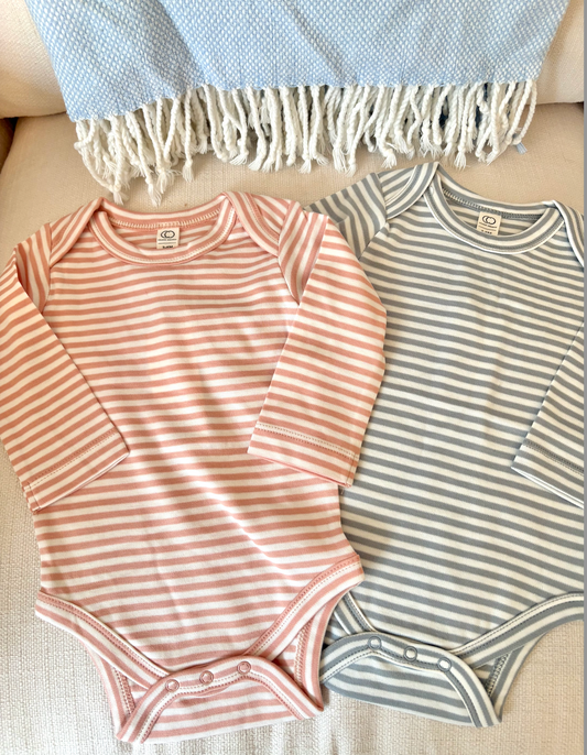 Mini Striped Onesie - Blush or Mist