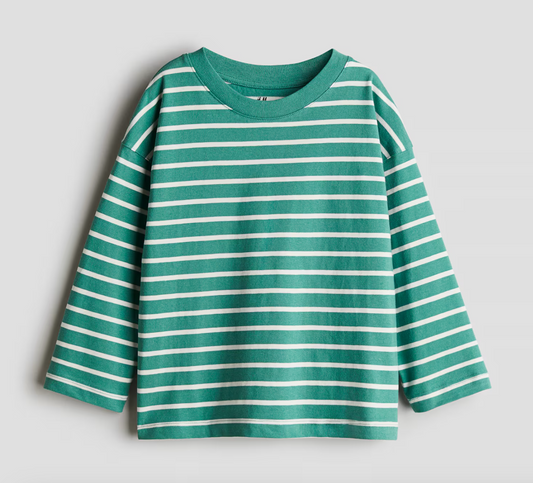 Green Stripe Long Sleeved Tee