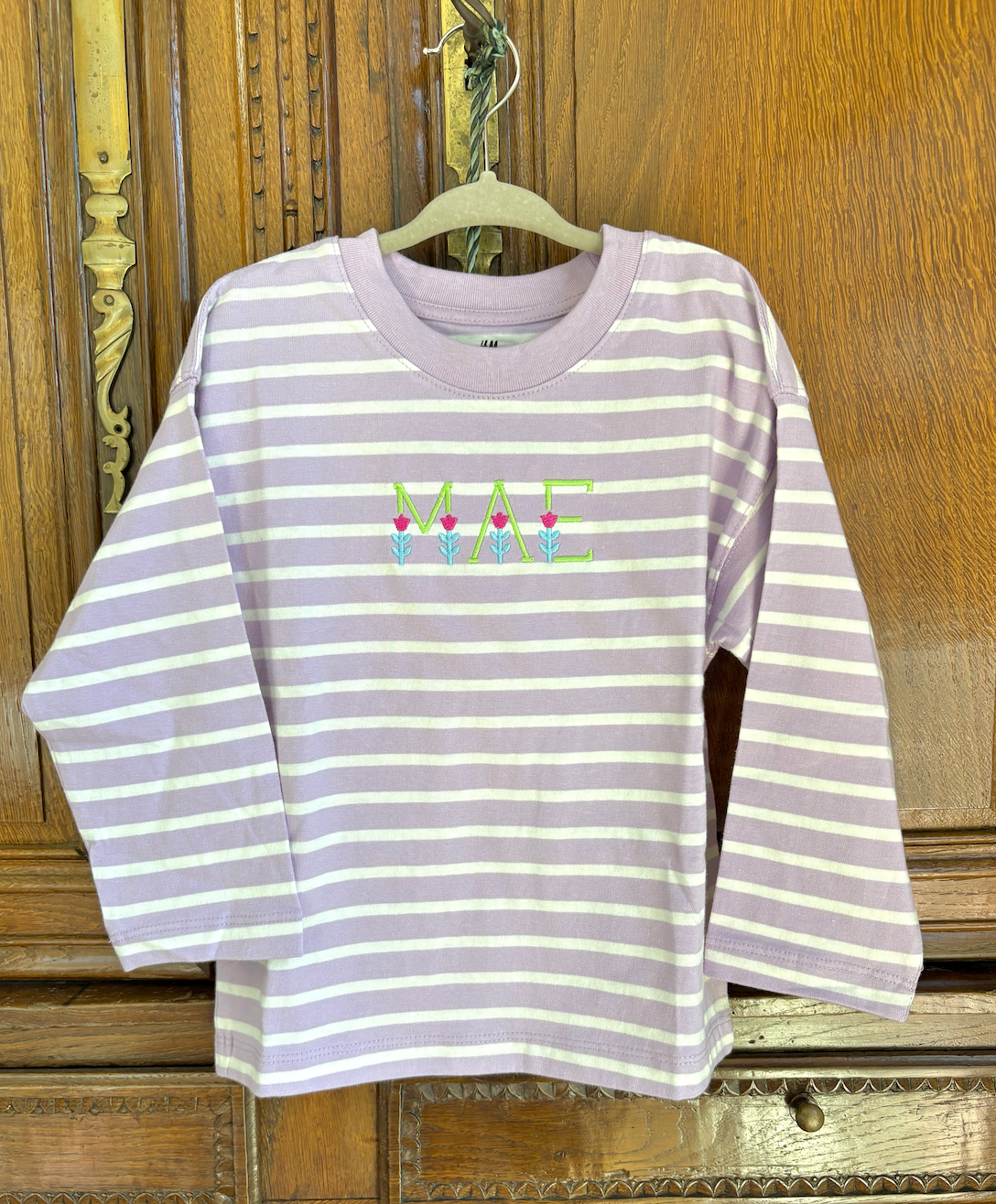 Purple Stripe Long Sleeved Tee